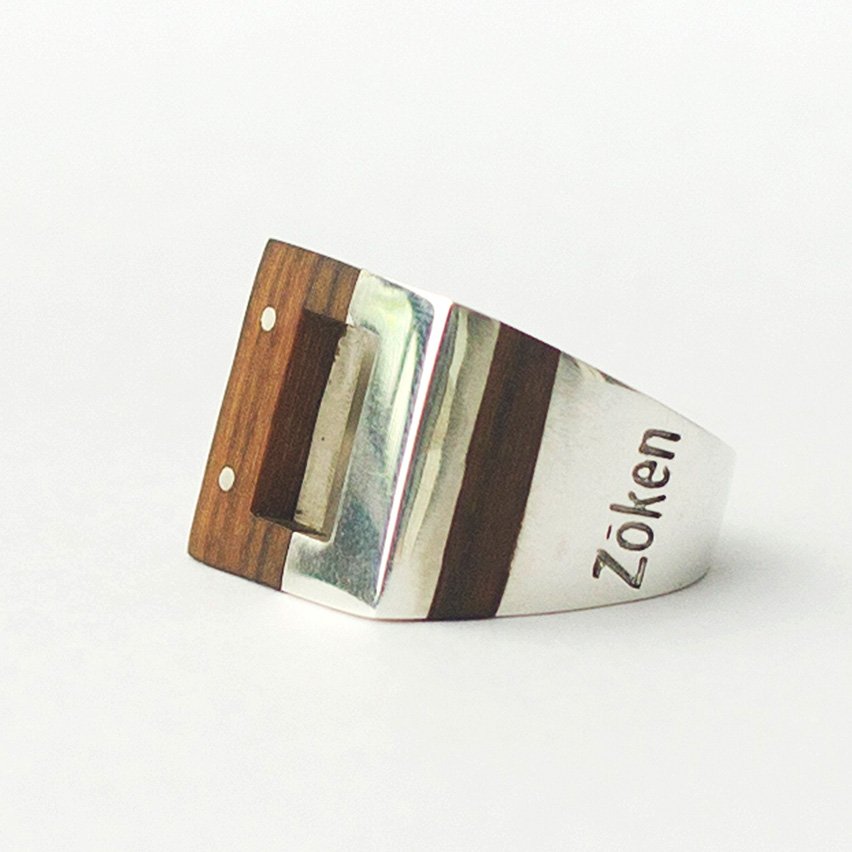 Anillo madera plata Zoken Joyeros